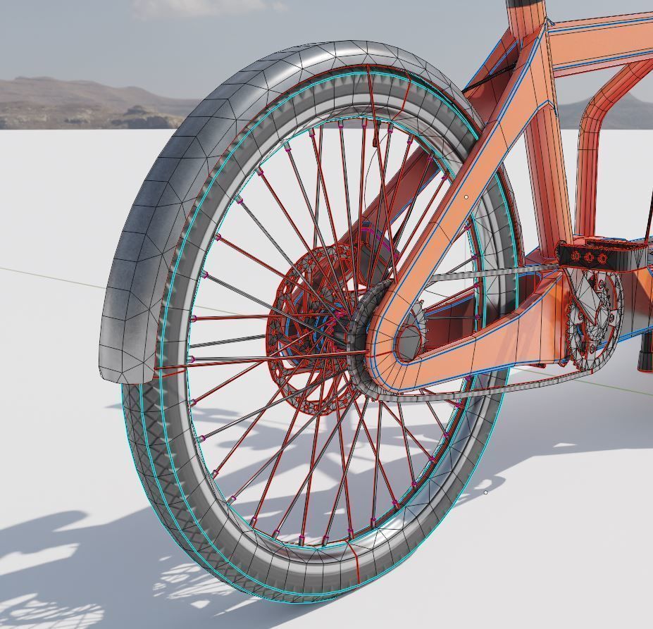 Cargo Bike Orange Low-Poly and Rigged Version  Low-poly 3D model_11