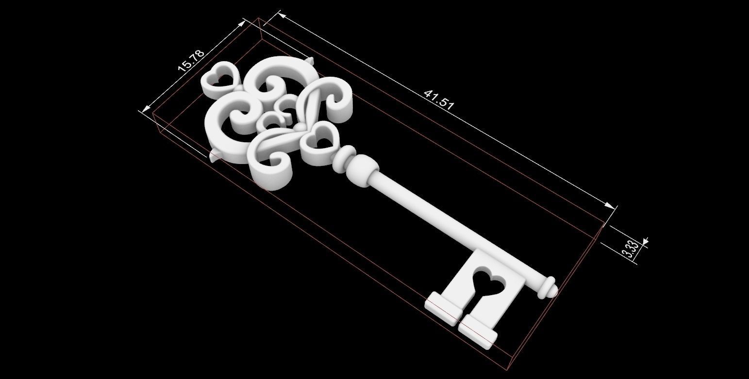 Old key pendant 3D print model_3
