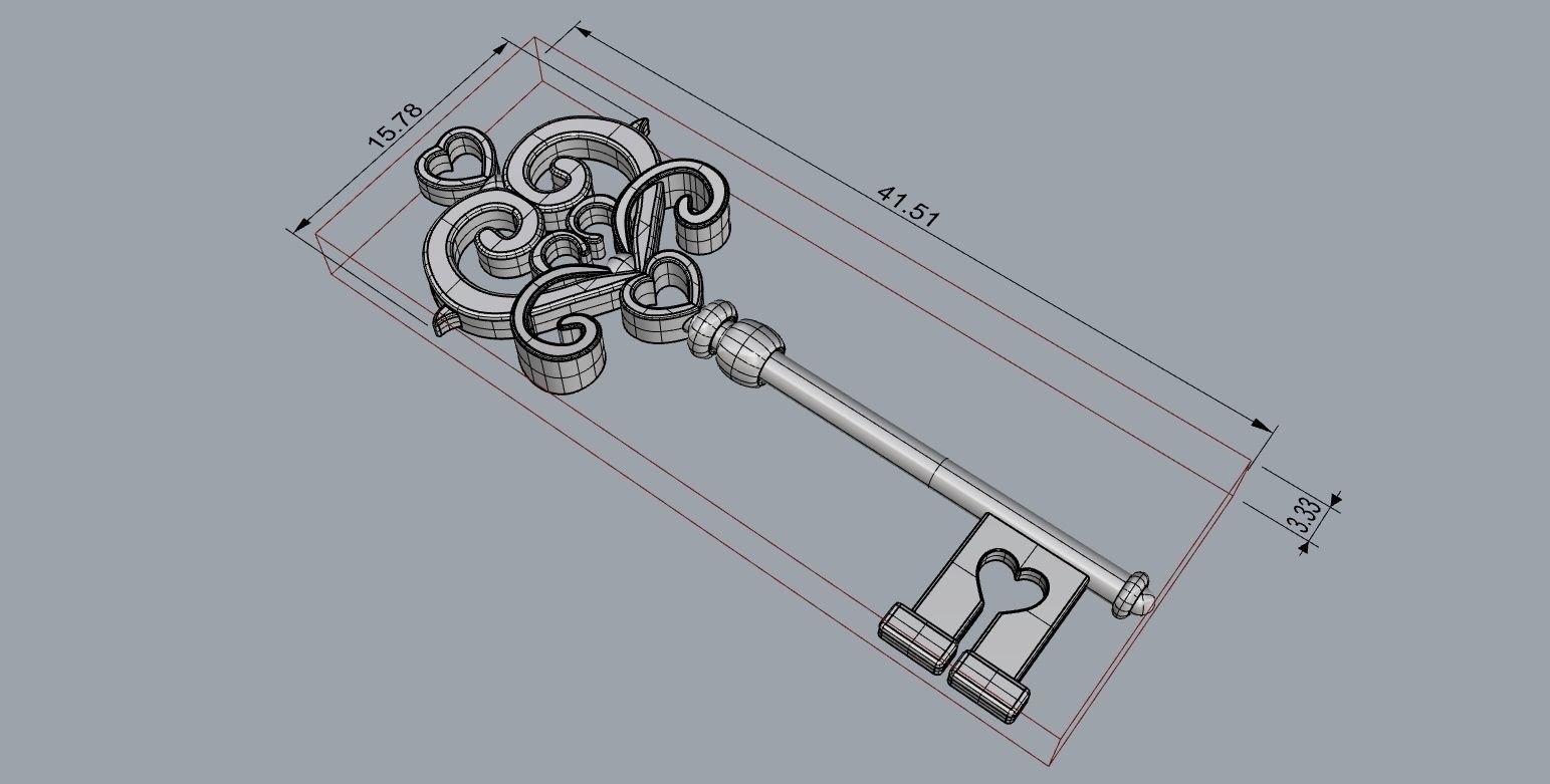 Old key pendant 3D print model_2