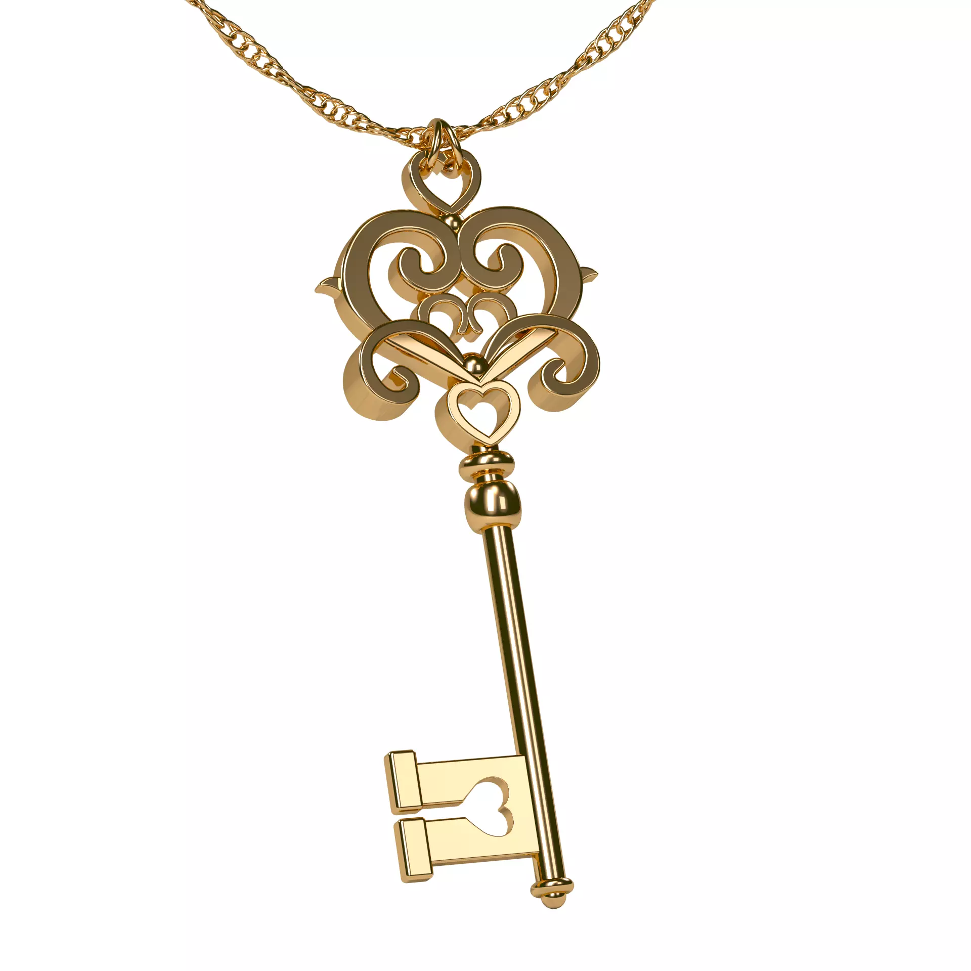 Old key pendant 3D print model_0