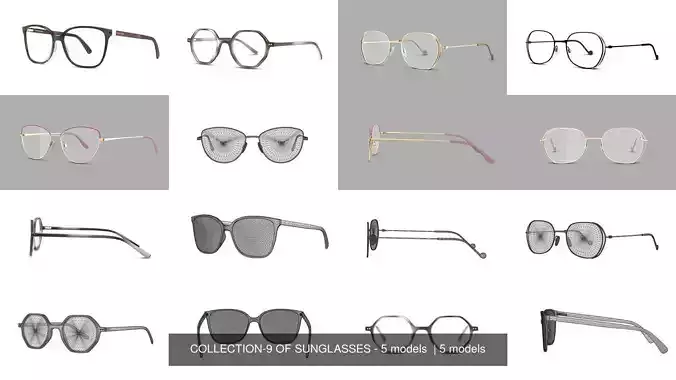 COLLECTION-9 OF SUNGLASSES - 5 models  
