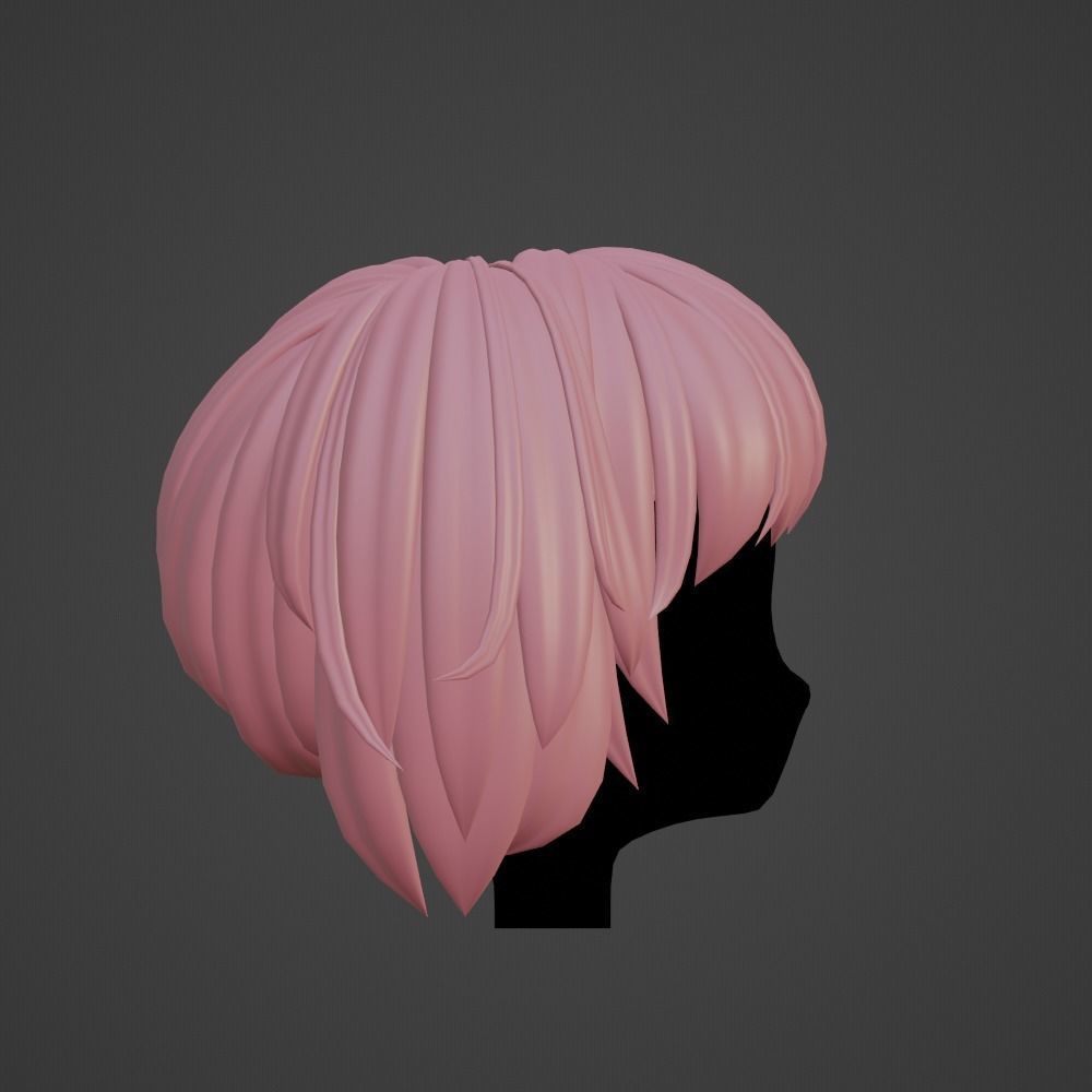 Hair style female 01 3D model_3