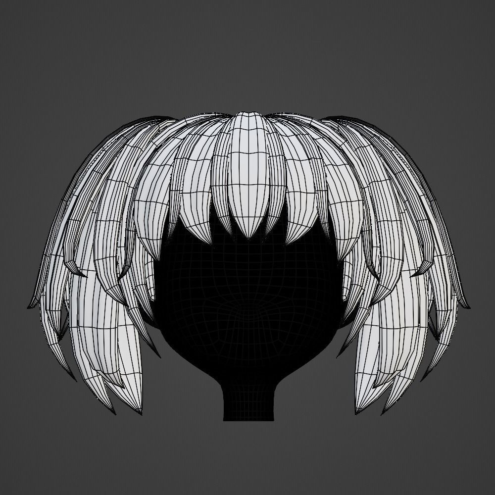 Hair style female 01 3D model_9