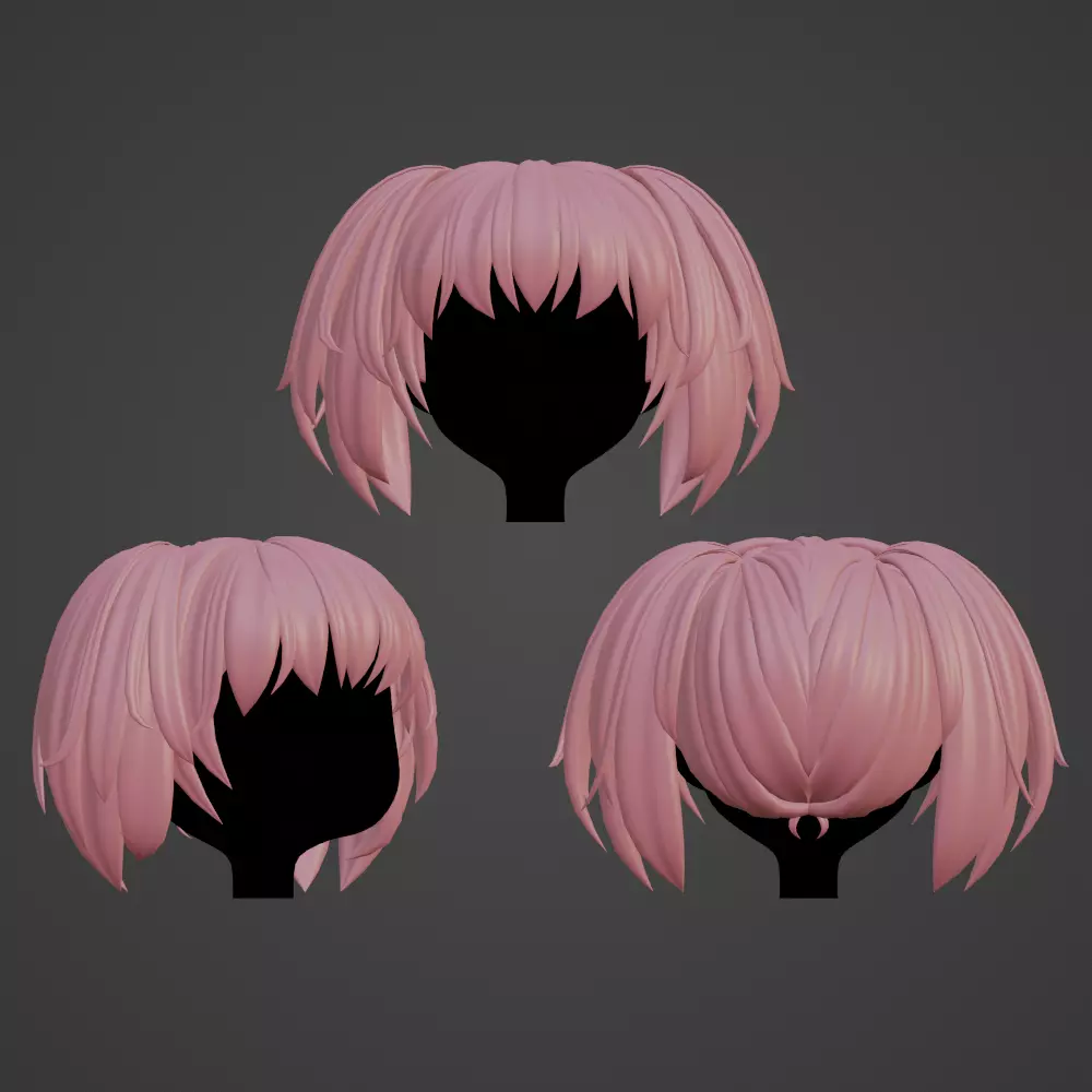 Hair style female 01 3D model_0