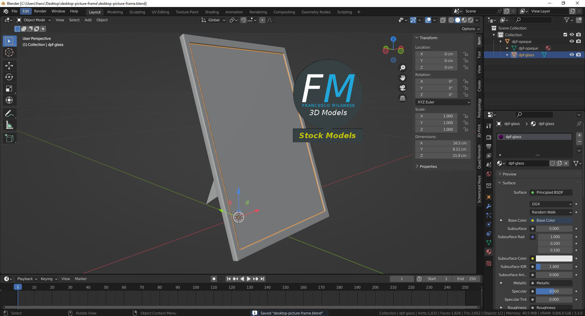 Desktop picture frame 3D model_9