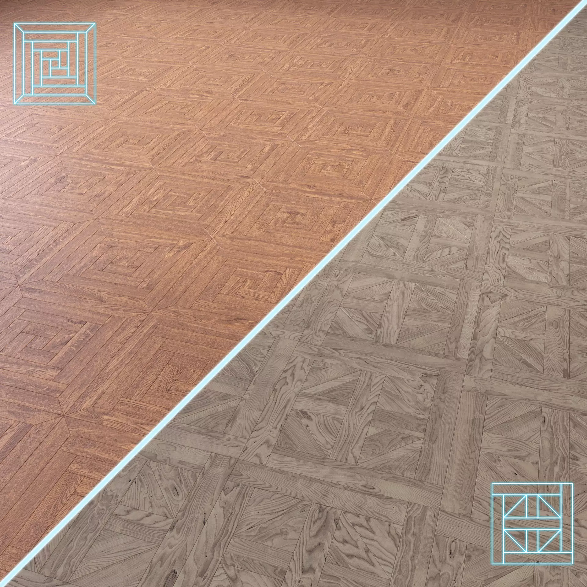 Parquet - Laminate - Wooden floor 2 in 1 Low-poly 3D model_0