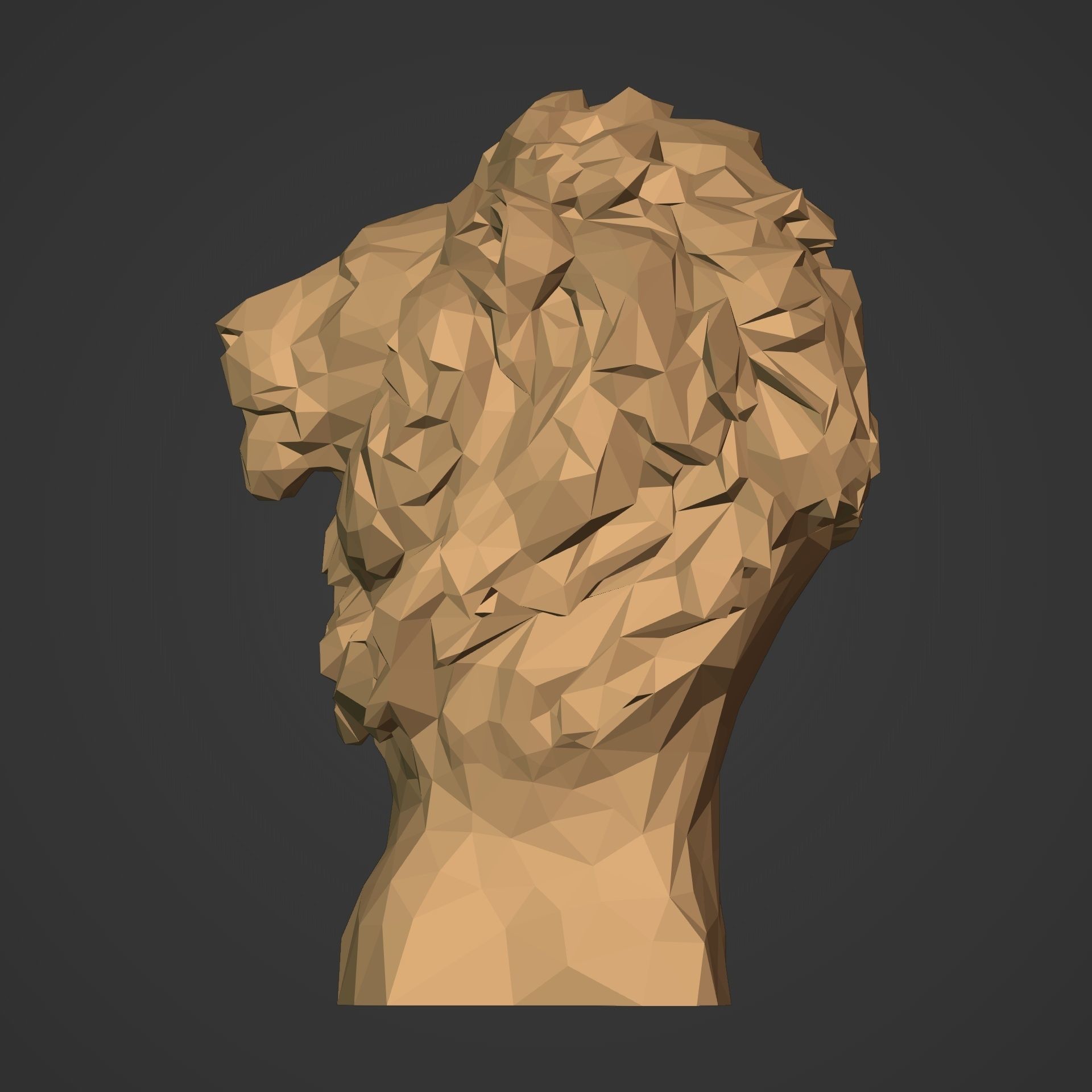 Low Poly Lion Bust 3D print model_6