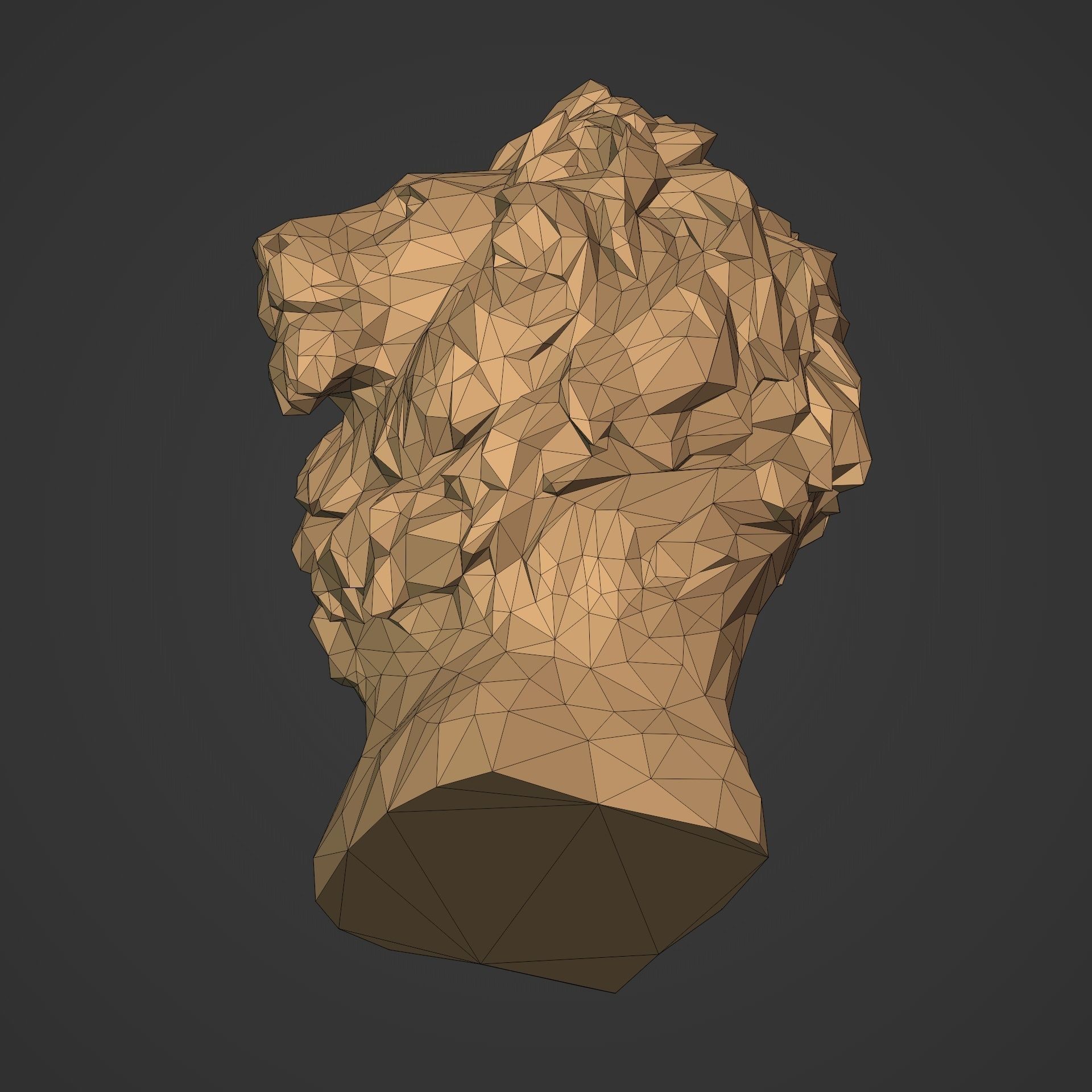 Low Poly Lion Bust 3D print model_17