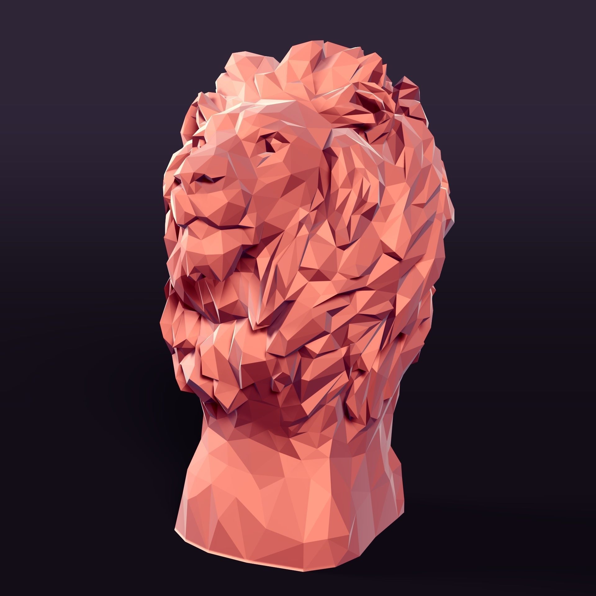 Low Poly Lion Bust 3D print model_1