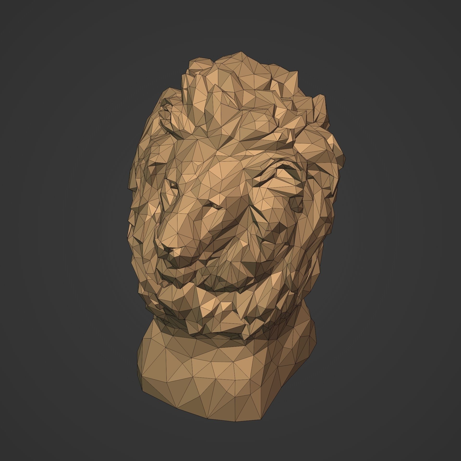 Low Poly Lion Bust 3D print model_15