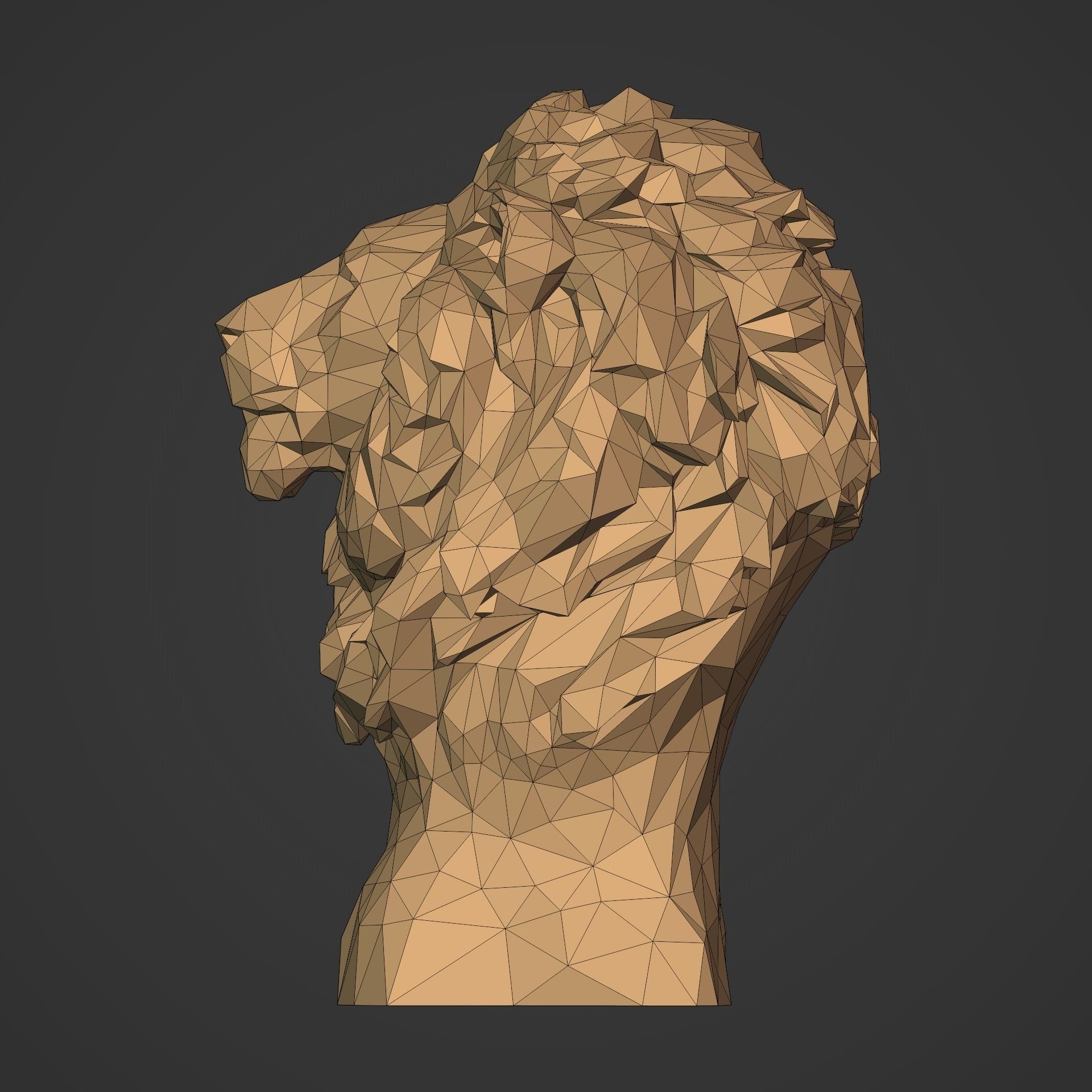 Low Poly Lion Bust 3D print model_7