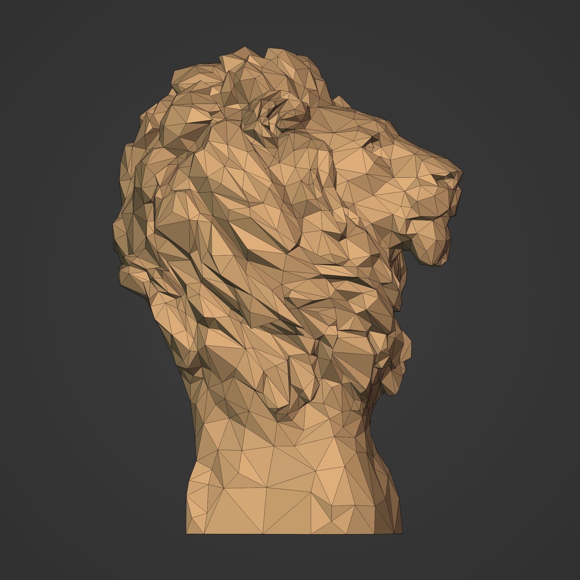 Low Poly Lion Bust 3D print model_9