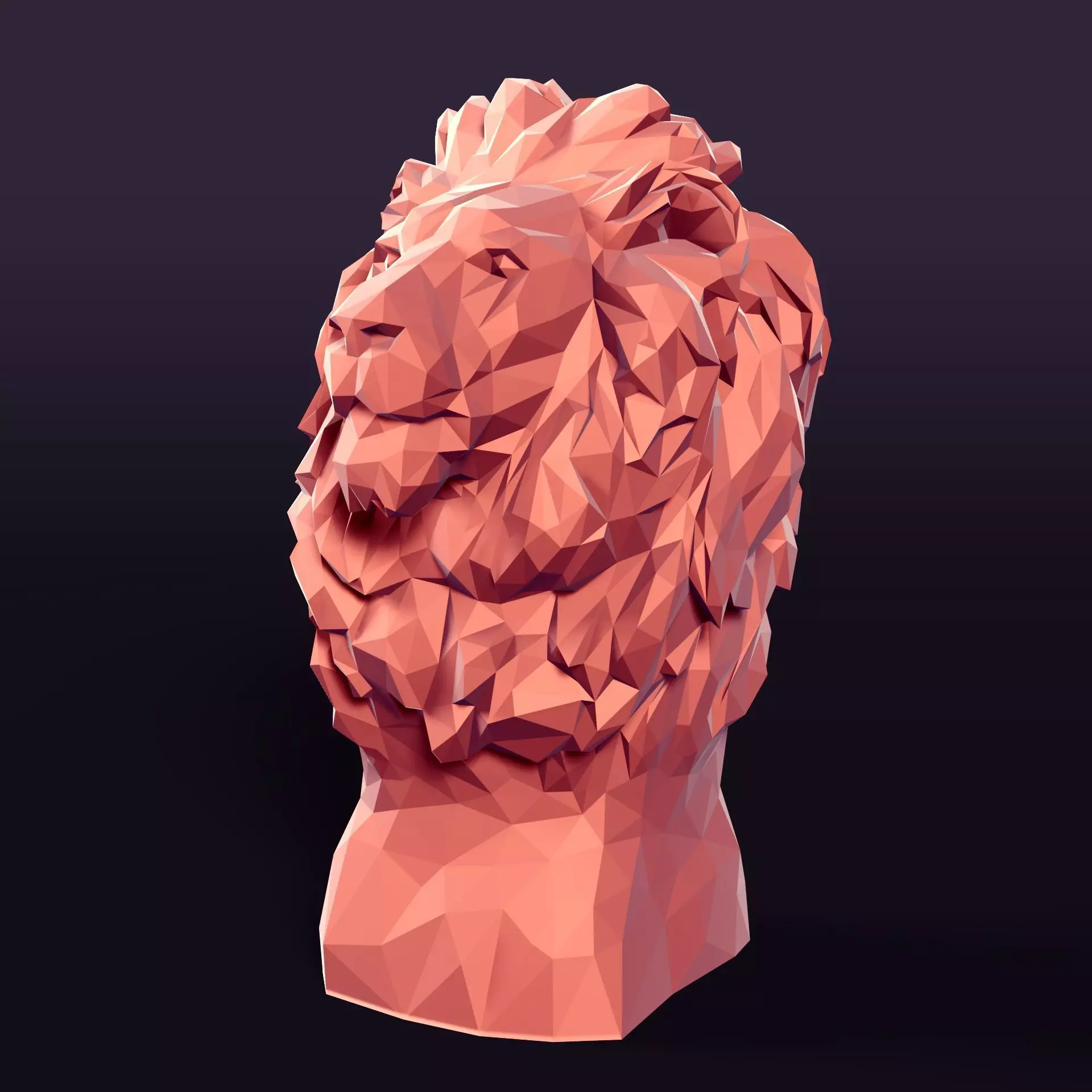 Low Poly Lion Bust 3D print model_0