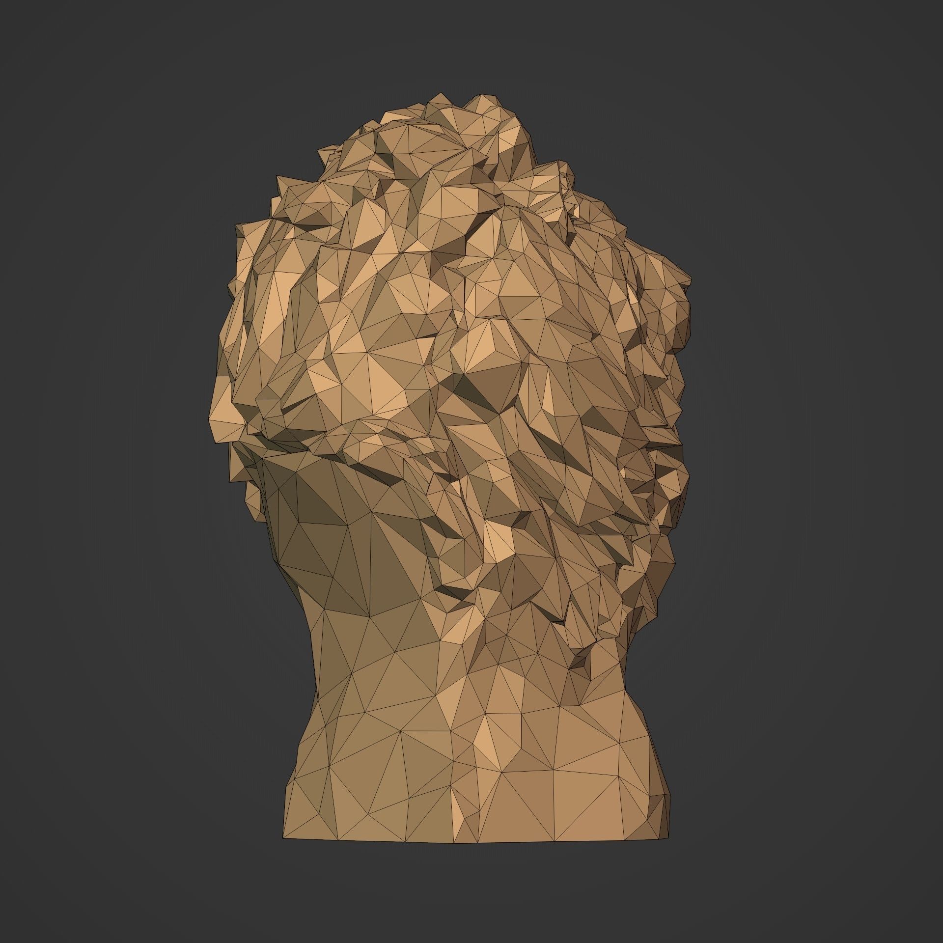 Low Poly Lion Bust 3D print model_13