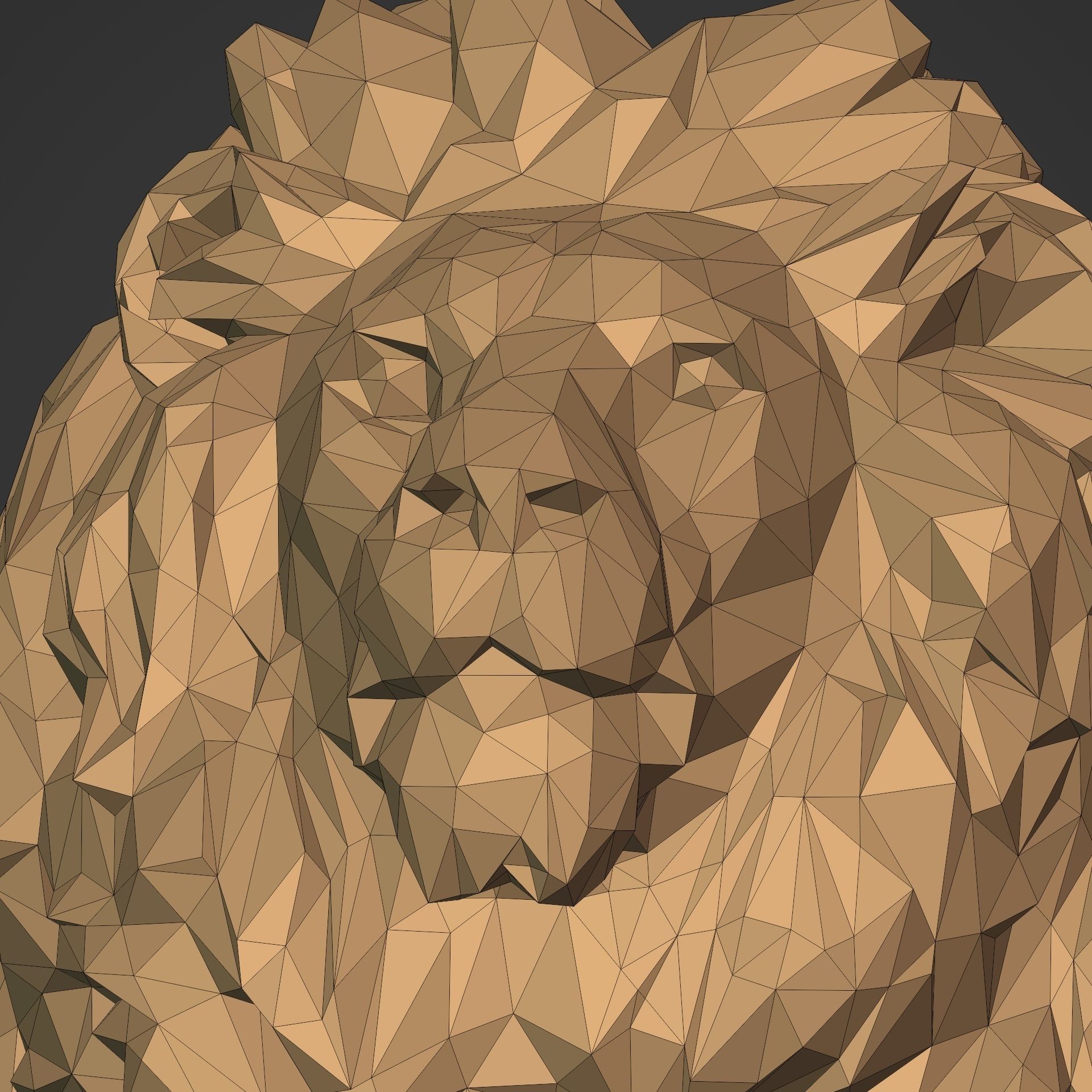 Low Poly Lion Bust 3D print model_19