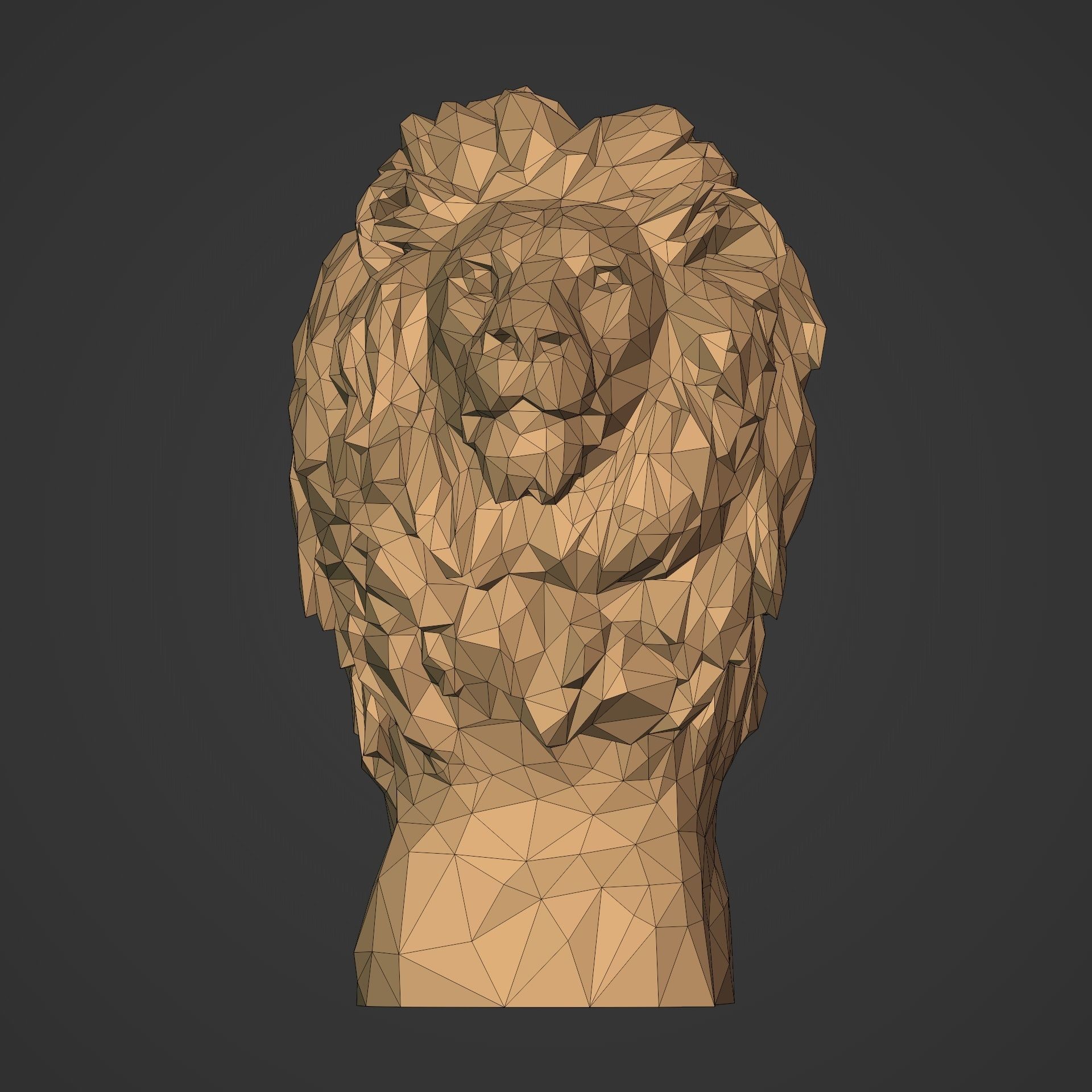 Low Poly Lion Bust 3D print model_5