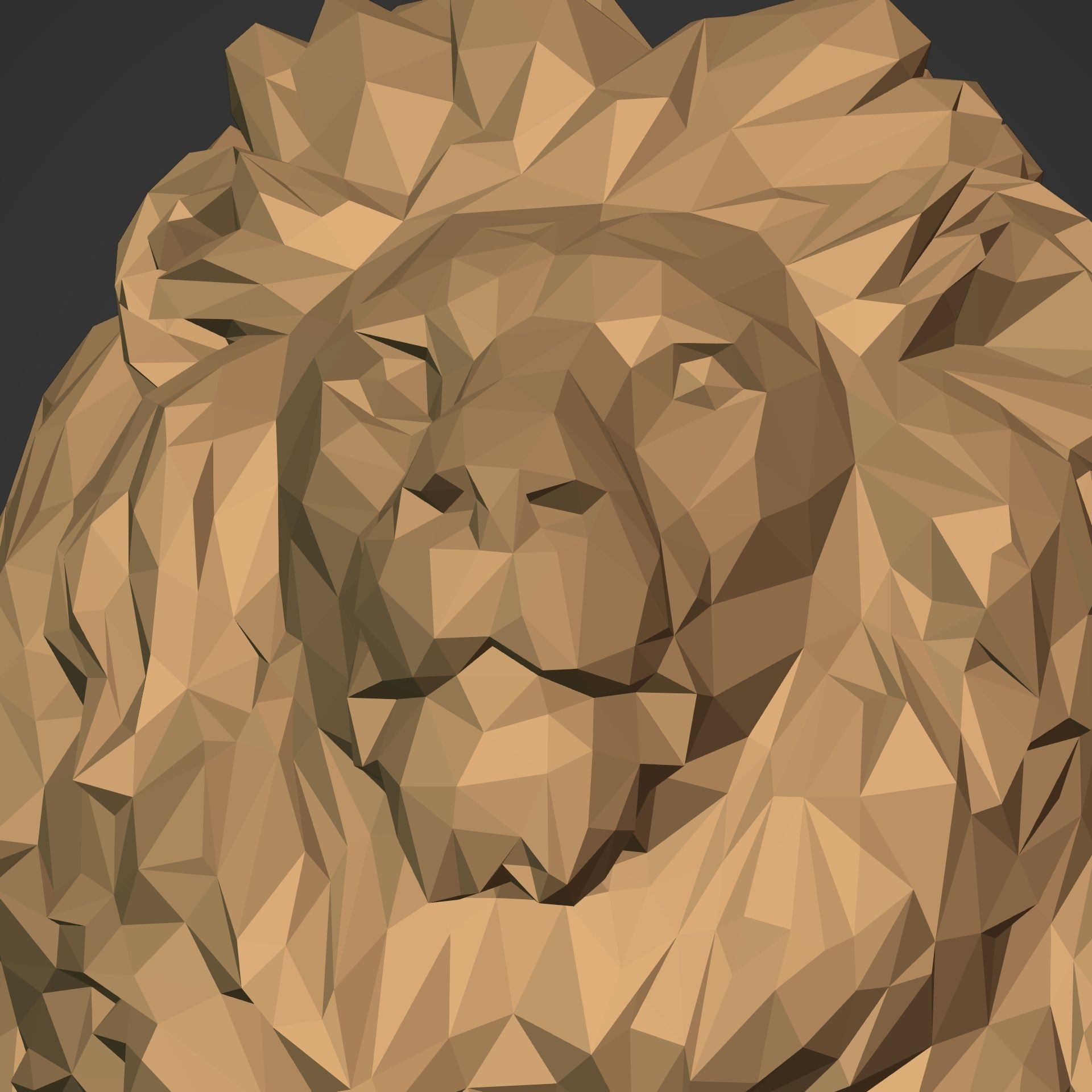 Low Poly Lion Bust 3D print model_18