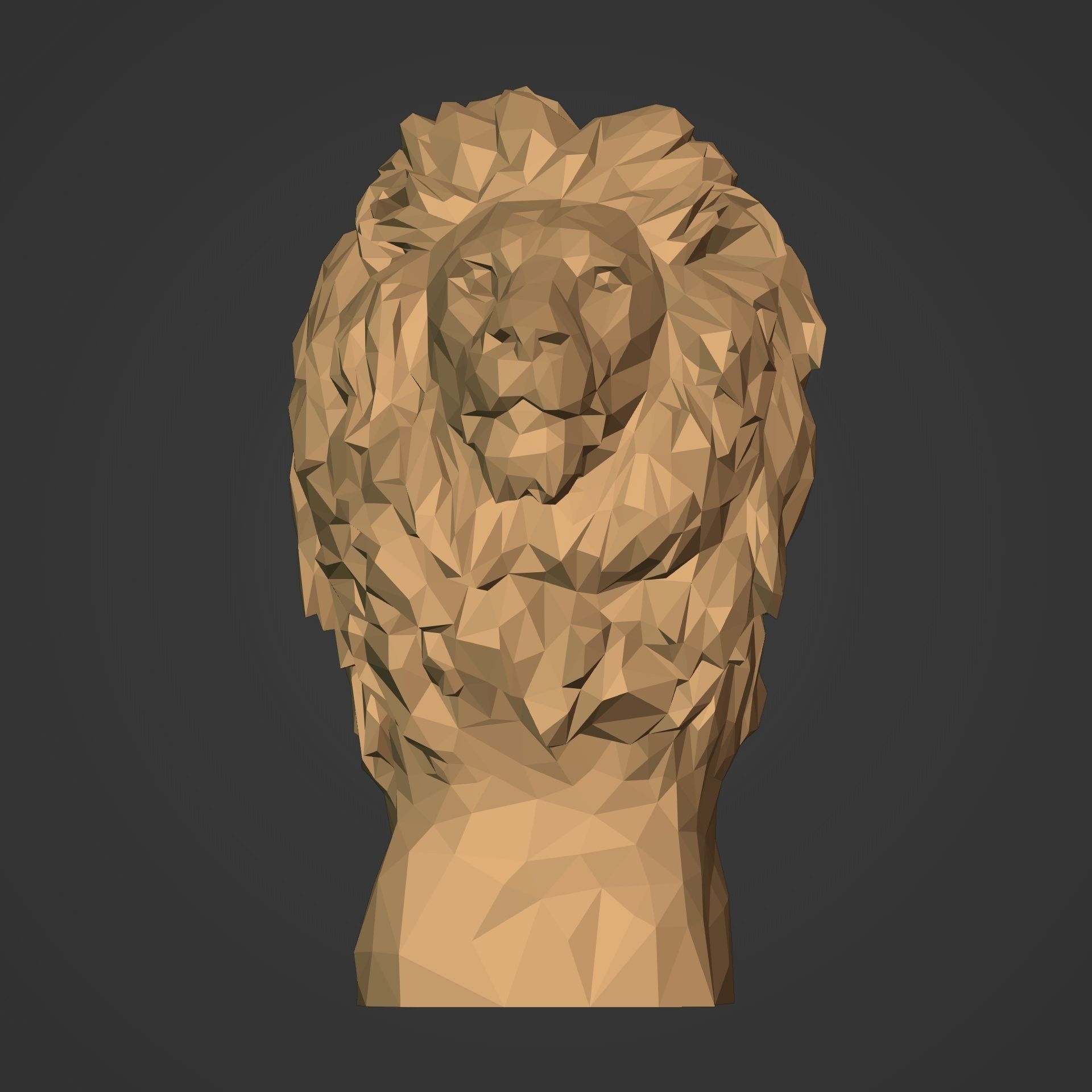 Low Poly Lion Bust 3D print model_4