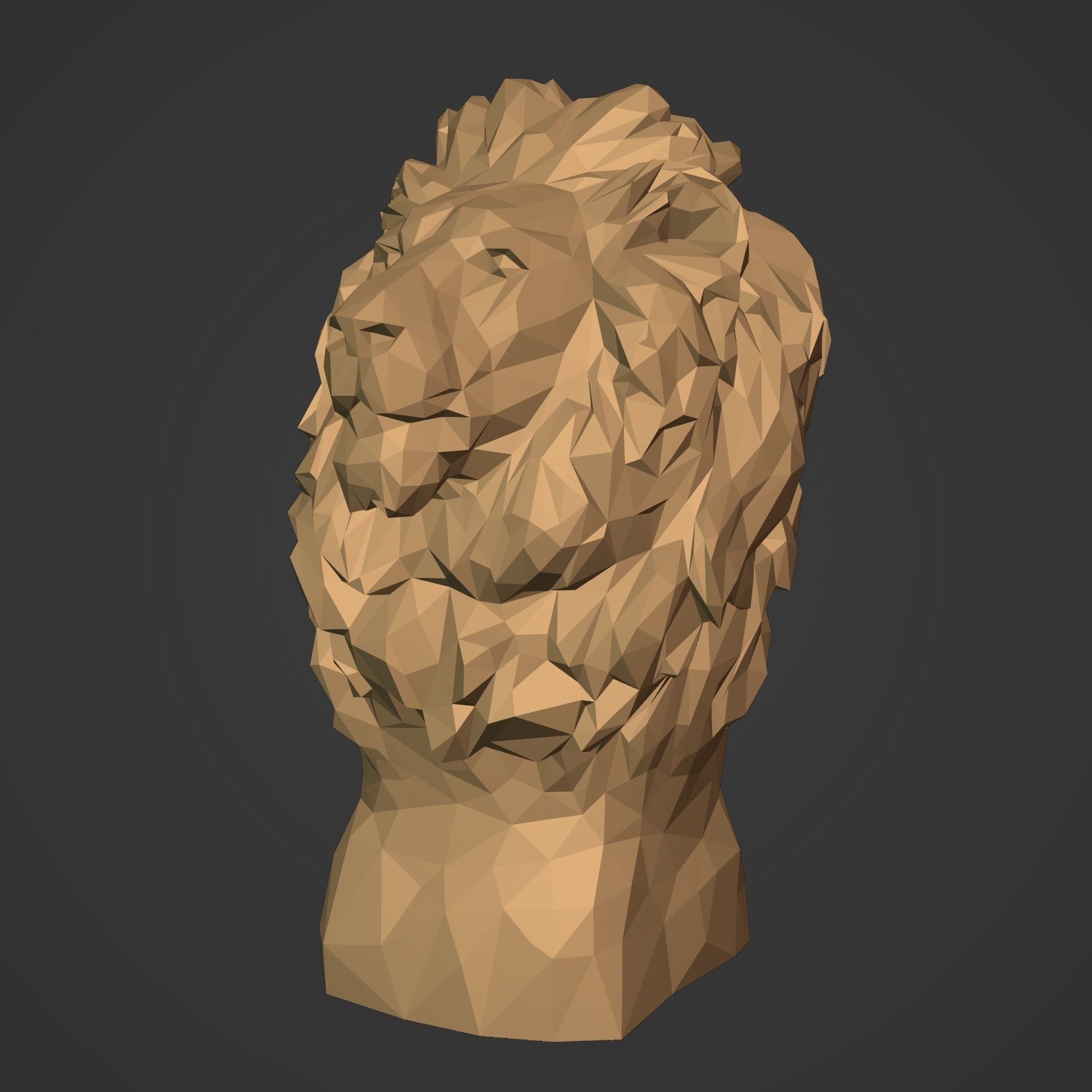 Low Poly Lion Bust 3D print model_2