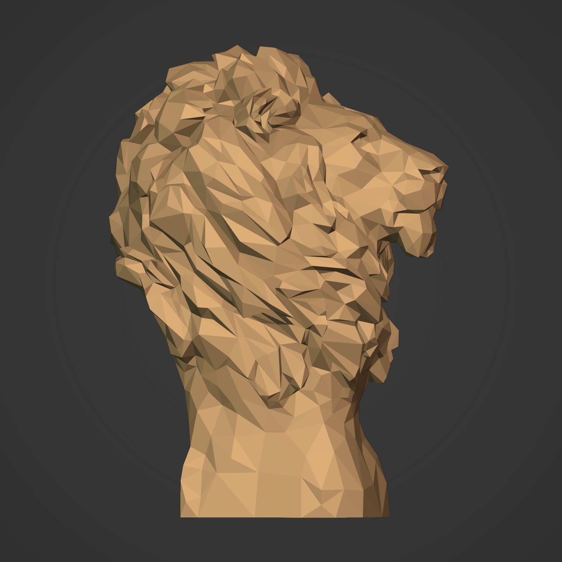 Low Poly Lion Bust 3D print model_8