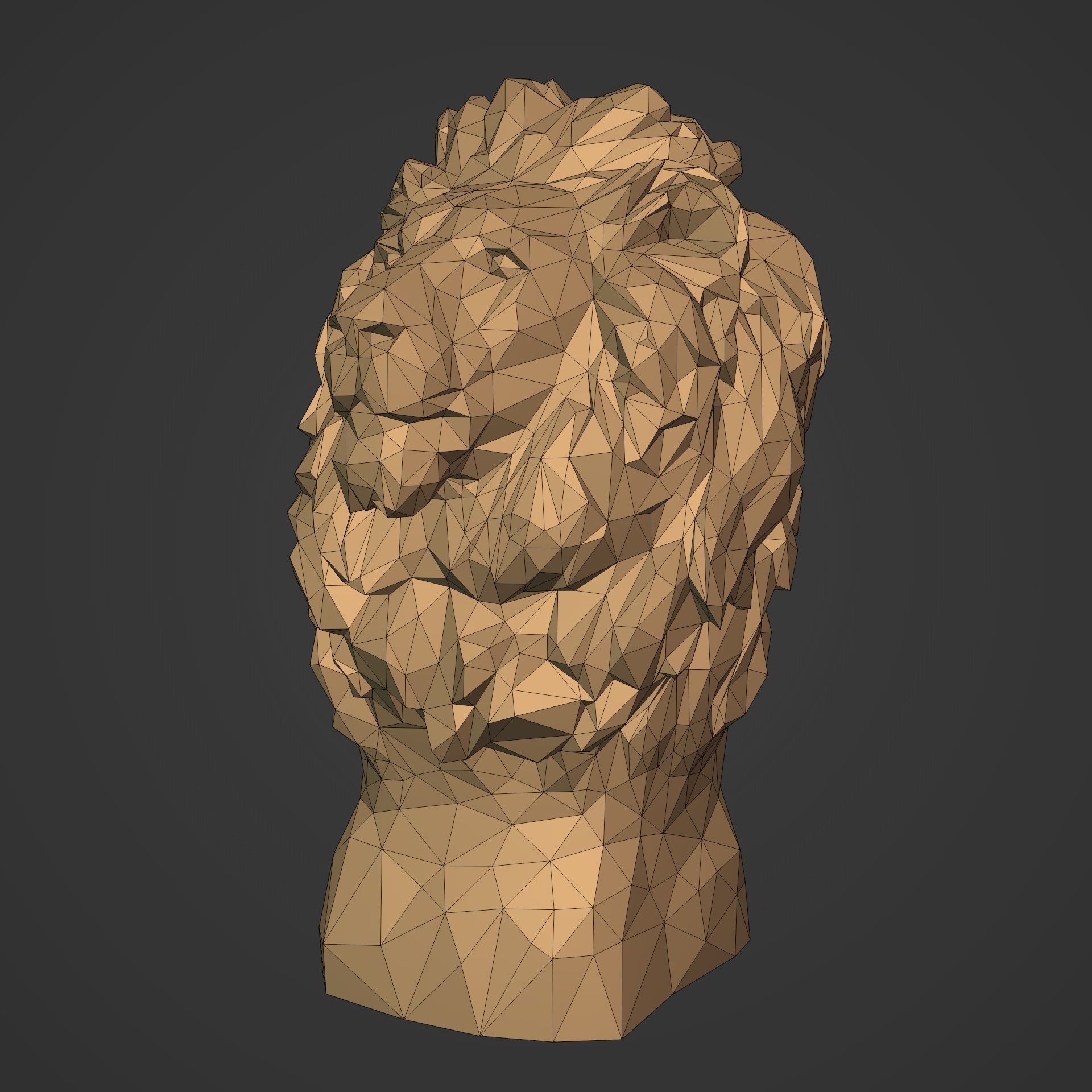 Low Poly Lion Bust 3D print model_3