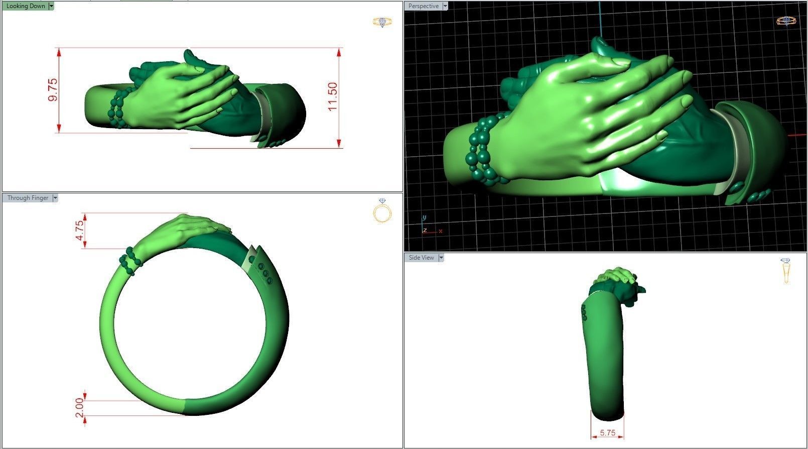 Hug Hands Men and Women Hugging Finger Ring 3D print model_8
