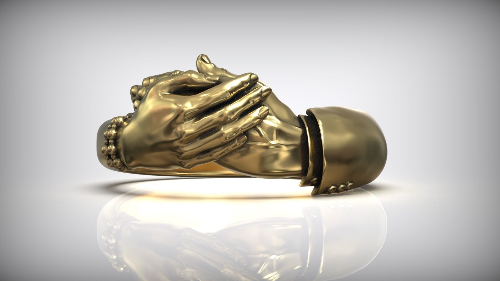 Hug Hands Men and Women Hugging Finger Ring 3D print model_5