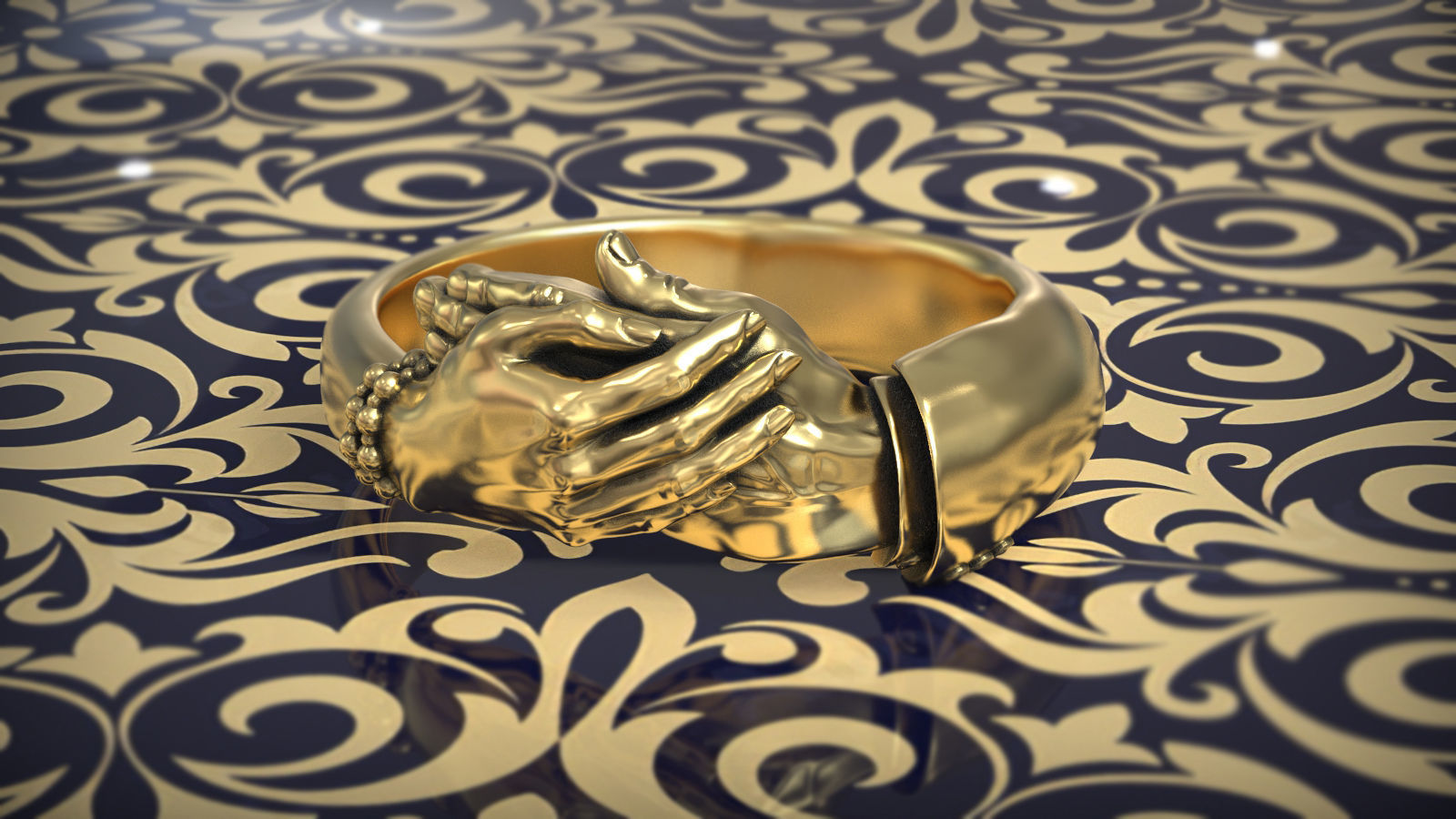 Hug Hands Men and Women Hugging Finger Ring 3D print model_6