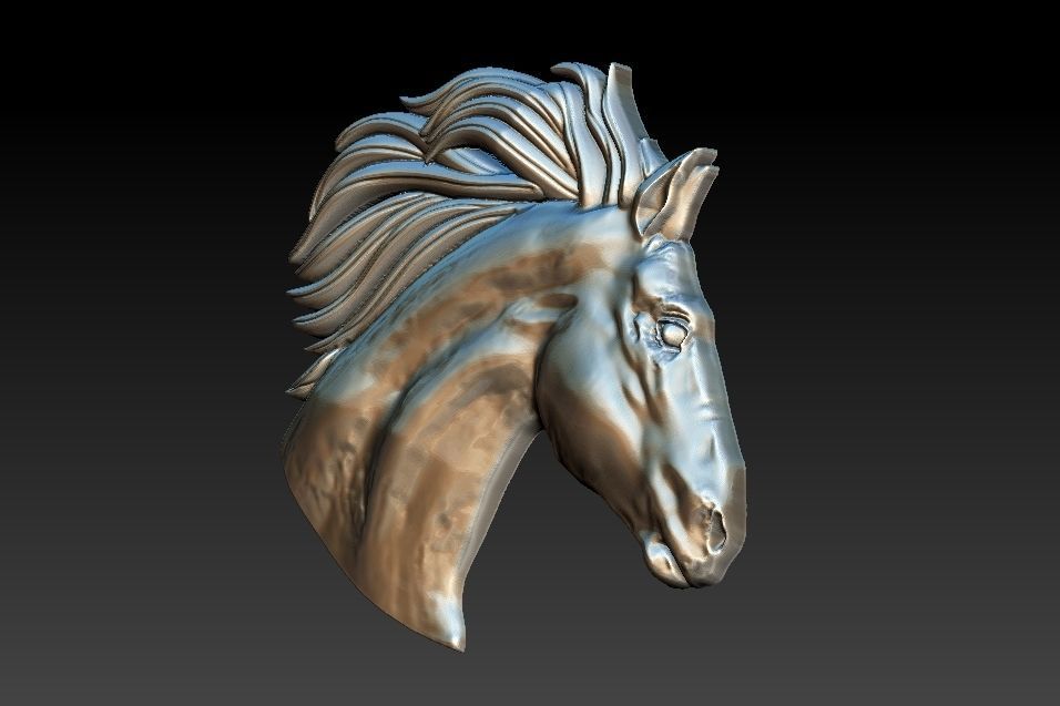 Horse head Relief 3D print model_11