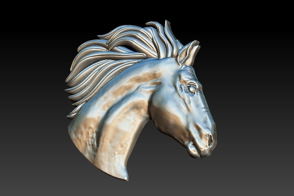Horse head Relief 3D print model_12