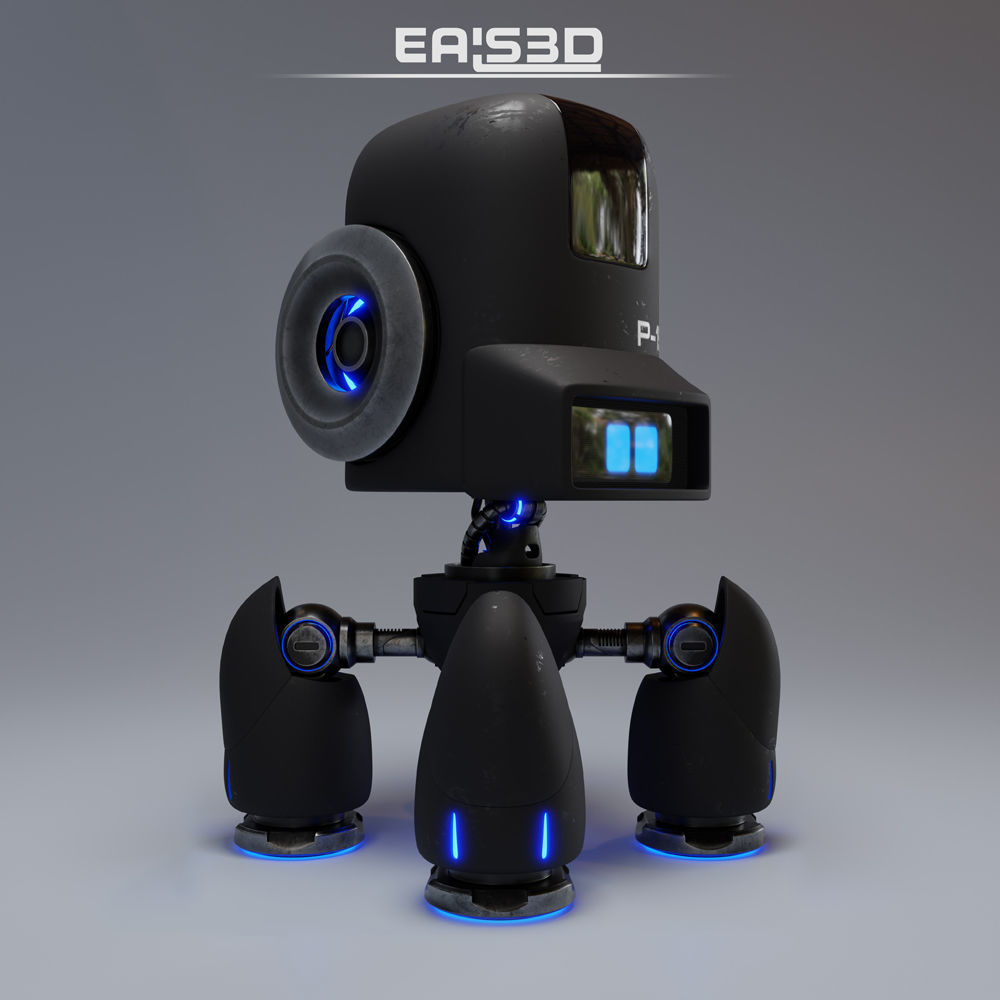 Cute Spider Robot Black 3D model_11