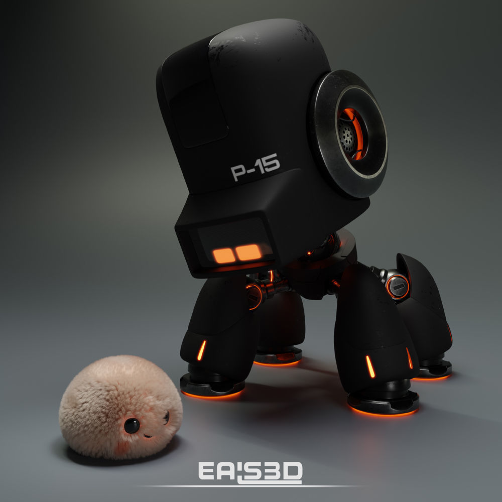 Cute Spider Robot Black 3D model_5