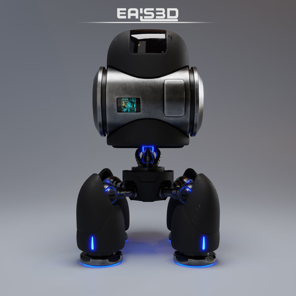 Cute Spider Robot Black 3D model_8