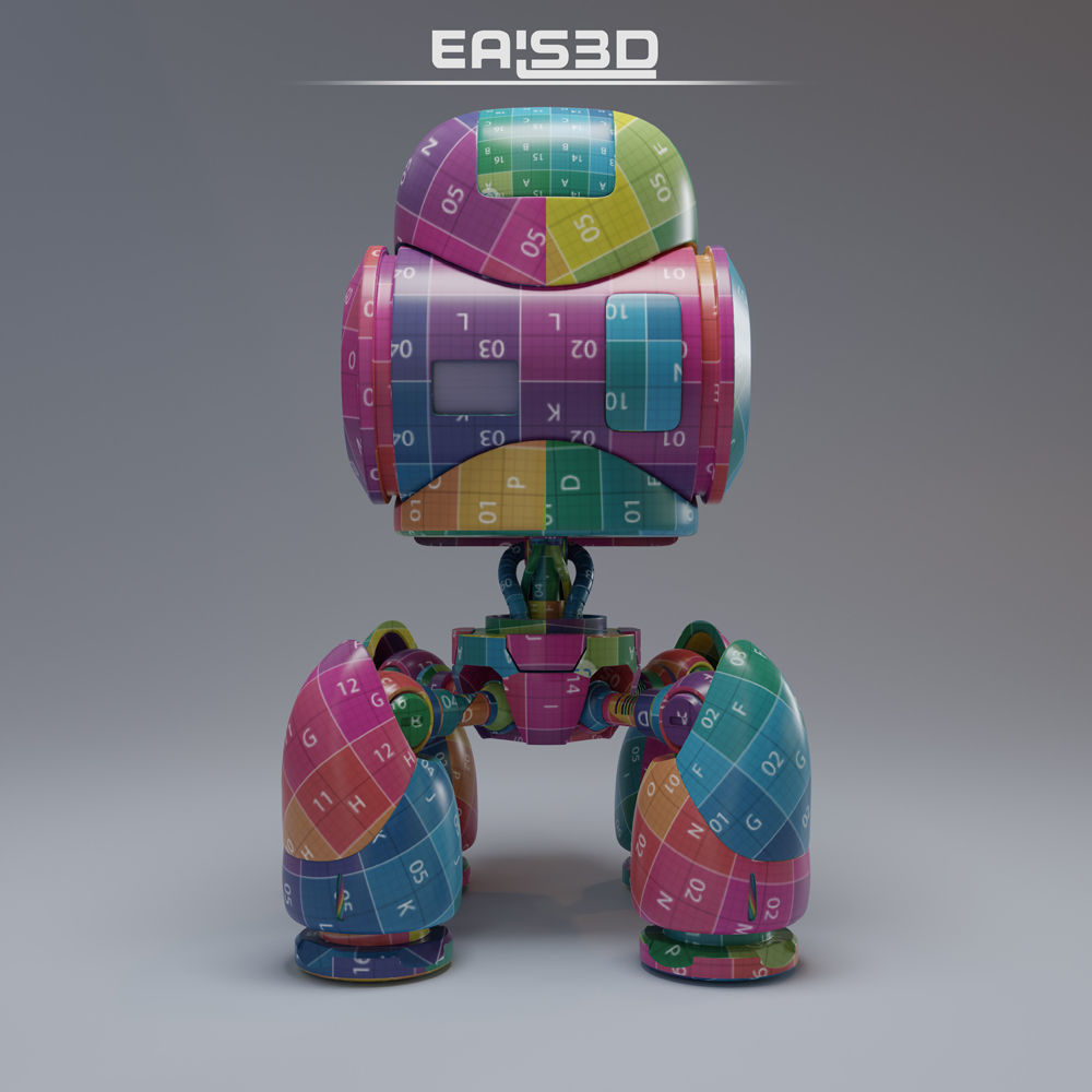 Cute Spider Robot Black 3D model_14