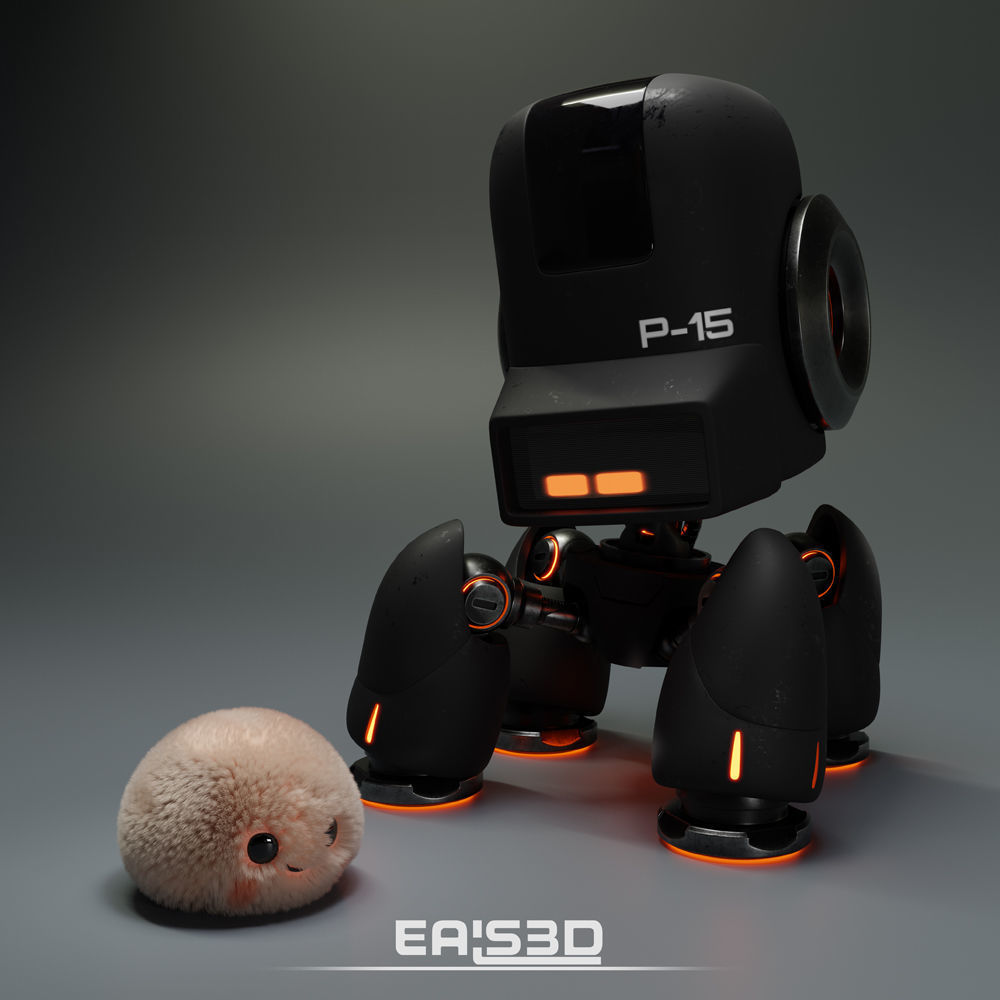 Cute Spider Robot Black 3D model_20