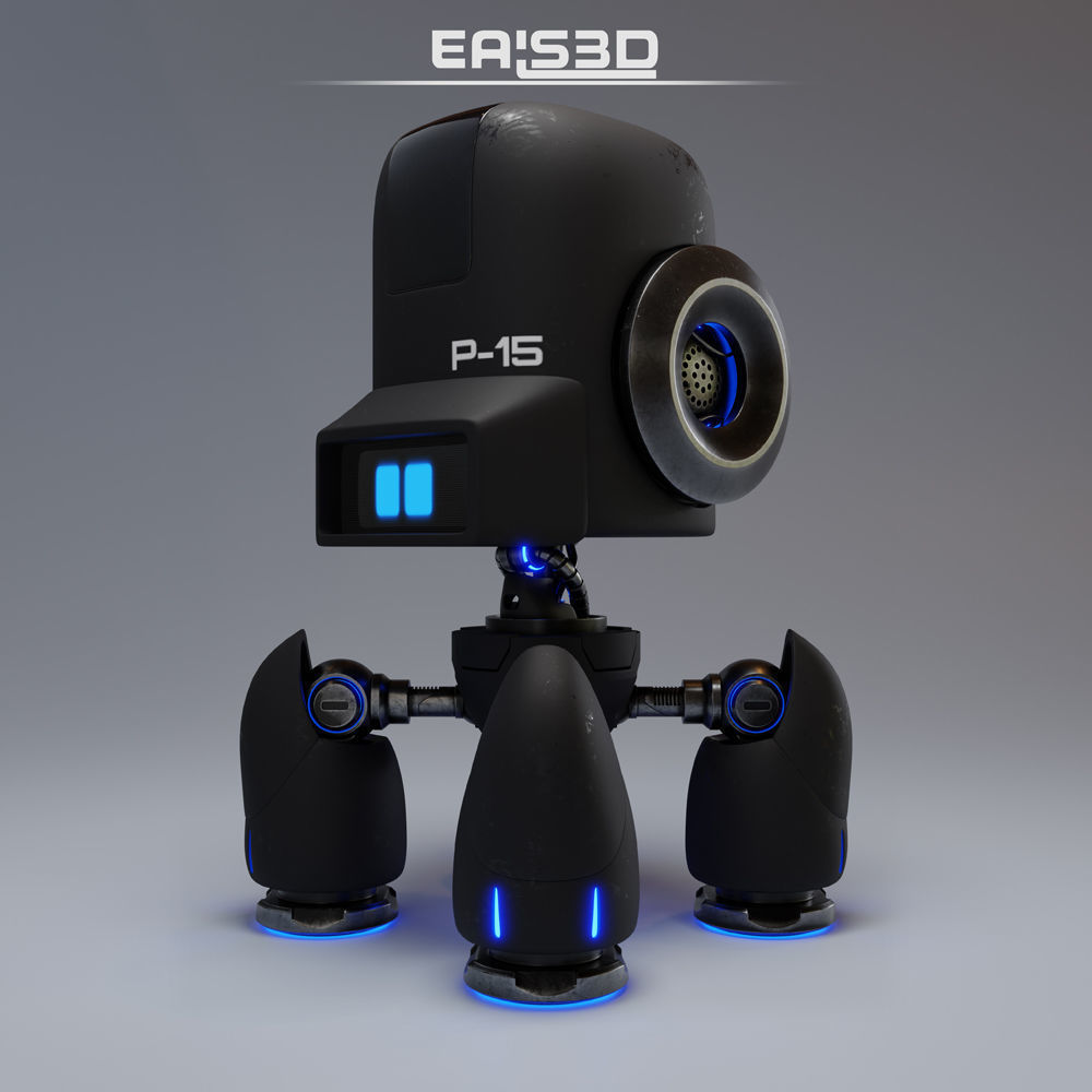 Cute Spider Robot Black 3D model_2