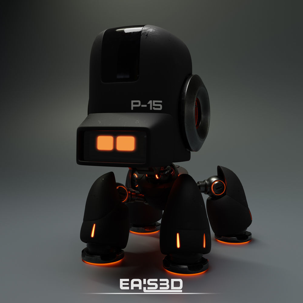 Cute Spider Robot Black 3D model_4