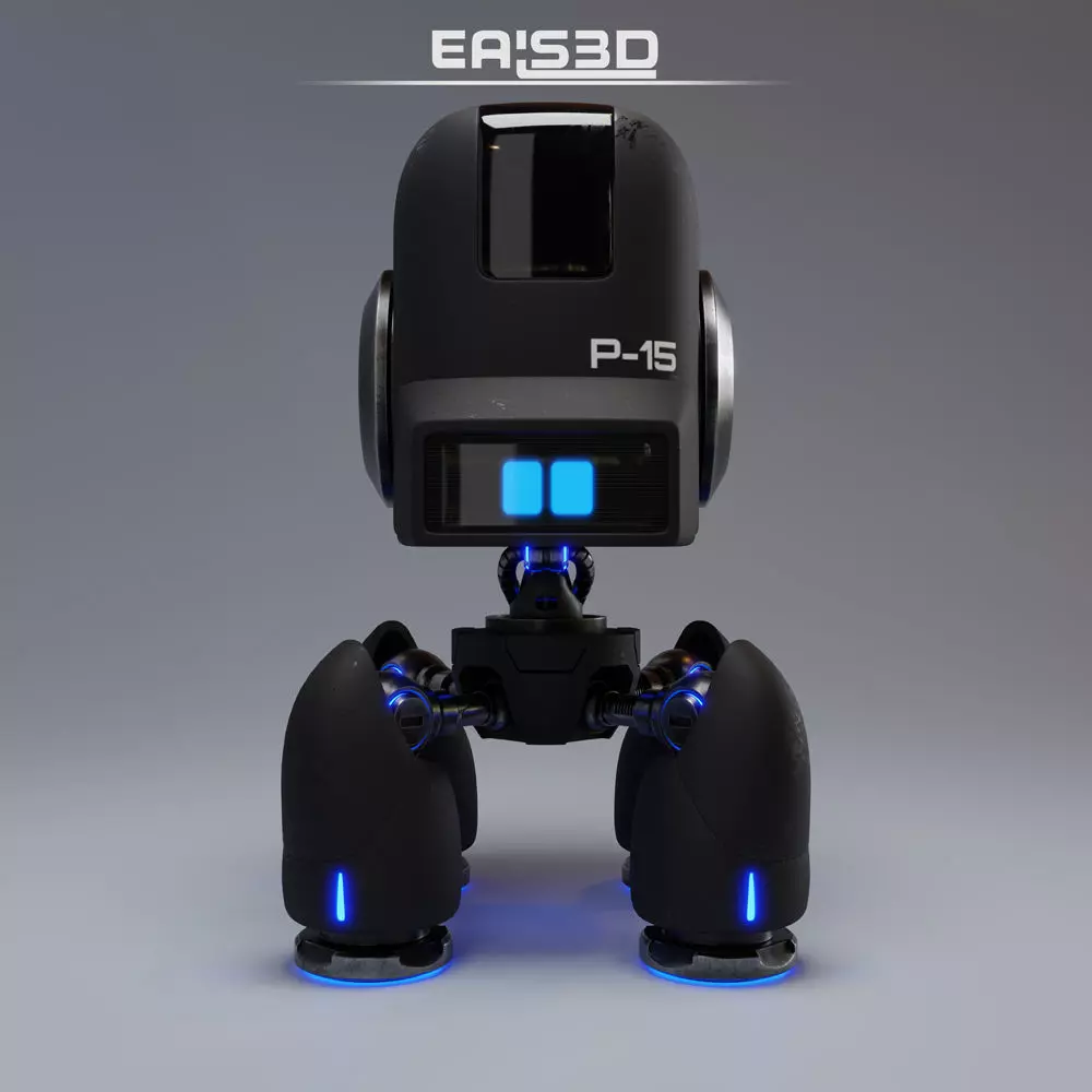 Cute Spider Robot Black 3D model_0