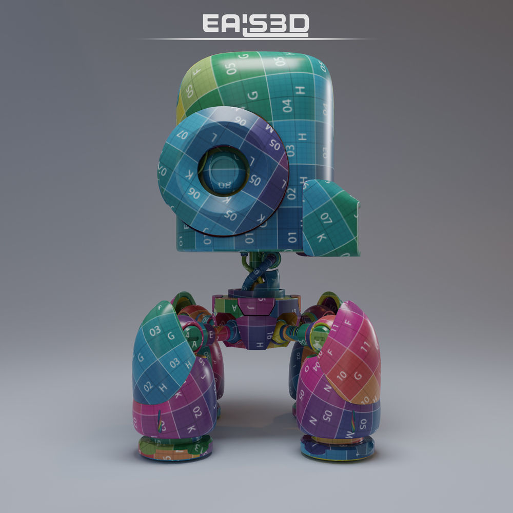 Cute Spider Robot Black 3D model_15