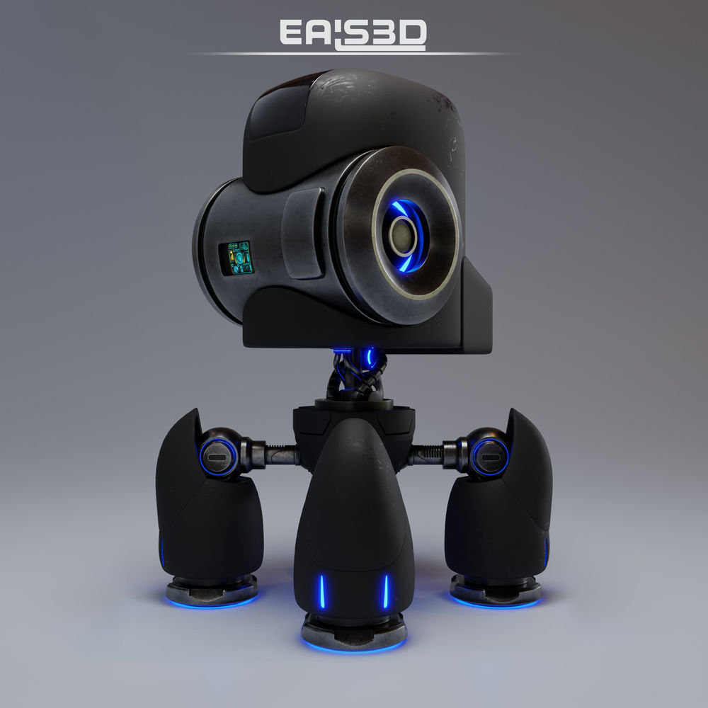 Cute Spider Robot Black 3D model_9