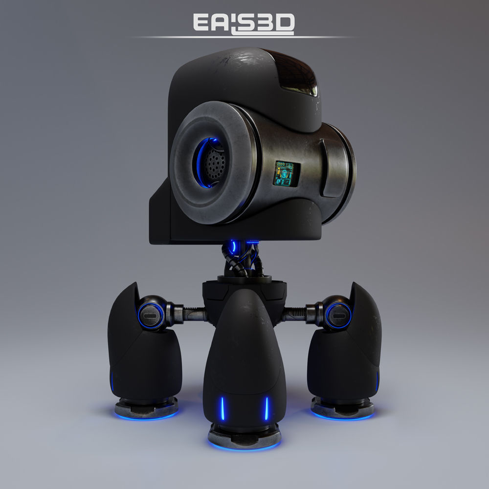 Cute Spider Robot Black 3D model_7
