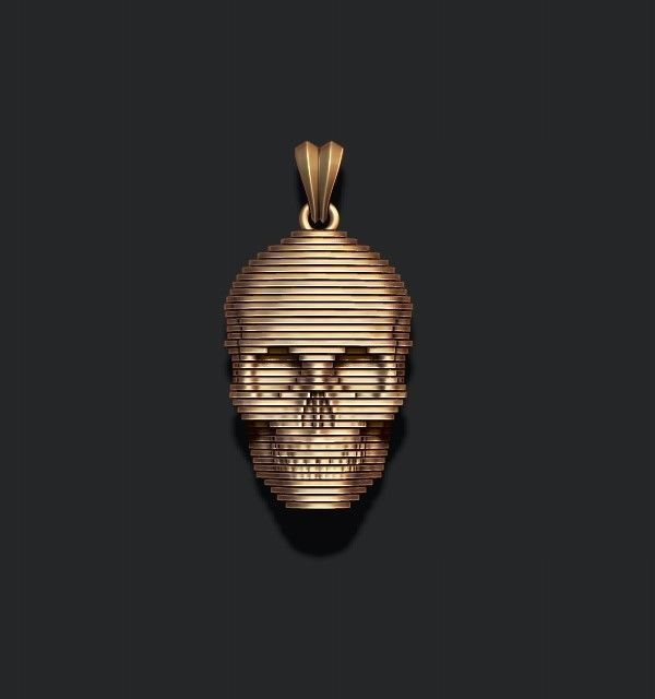 sliced skull pendant  3D print model_1