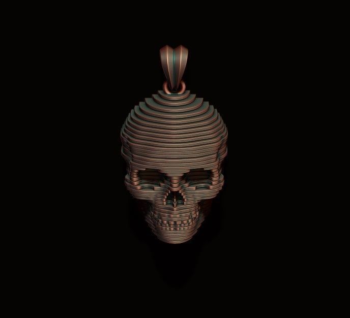 sliced skull pendant  3D print model_6
