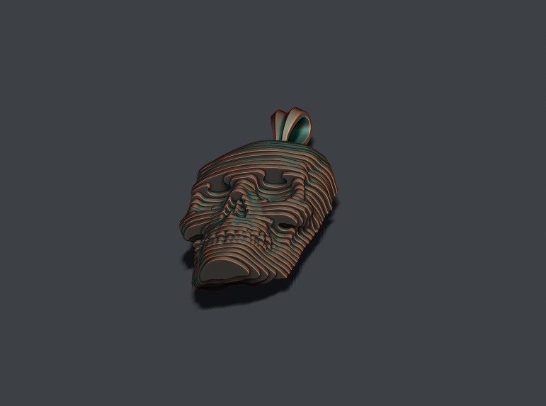 sliced skull pendant  3D print model_7