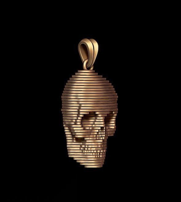 sliced skull pendant  3D print model_4