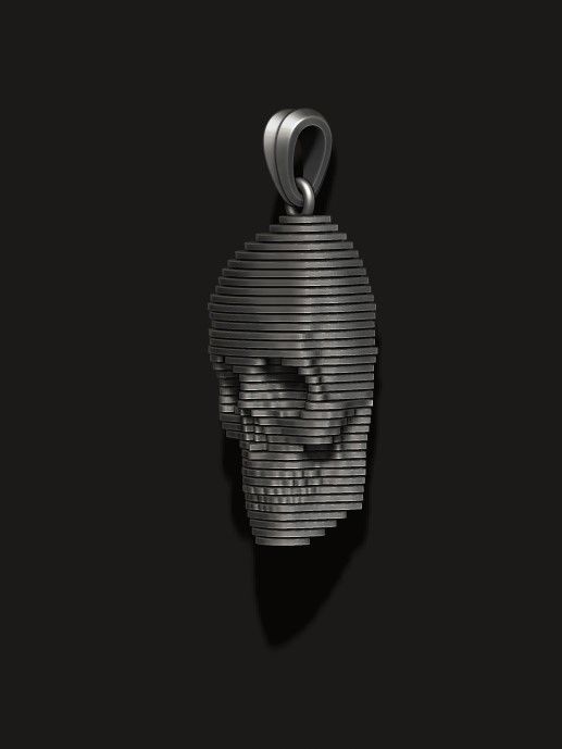 sliced skull pendant  3D print model_5