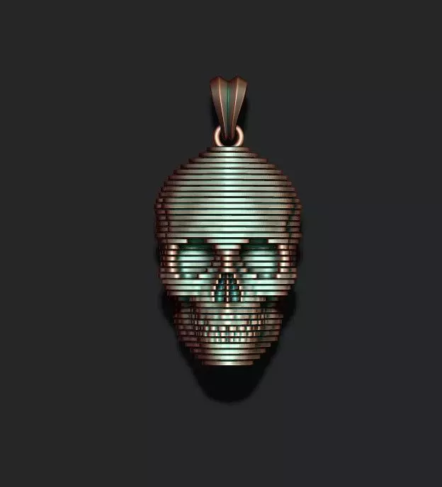 sliced skull pendant  3D print model_0