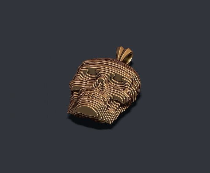 sliced skull pendant  3D print model_3