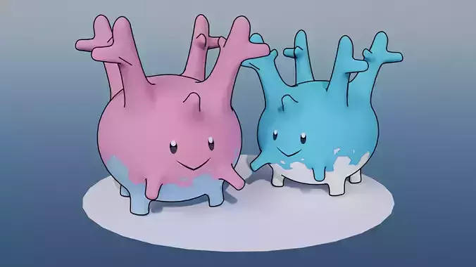 Pokemon Corsola and Shiny Version Low-poly 3D model