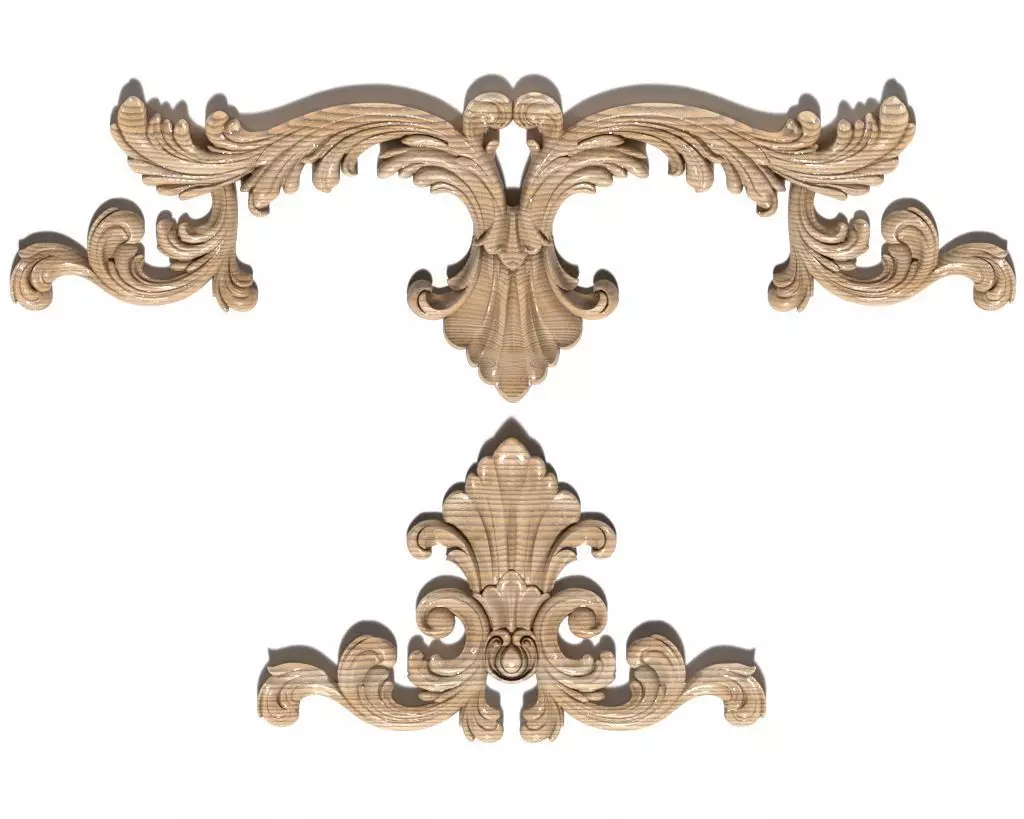 Cartouche-039 three ornate carvings 3D model